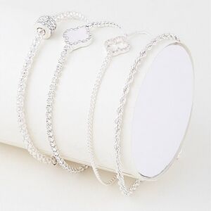 Multi Bejeweled Open Clover Chain Bracelet